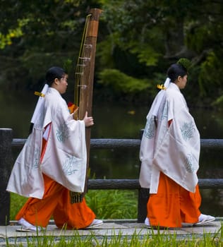 Kyoto, OCT  25: a participants on the rice harvest ceremony held on October 25 2009  in Fushimi Inari shrine in Kyoto, Japan