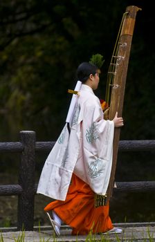 Kyoto, OCT  25: a participants on the rice harvest ceremony held on October 25 2009  in Fushimi Inari shrine in Kyoto, Japan