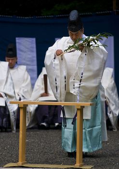 Kyoto, OCT  25: a participant on the rice harvest ceremony held on October 25 2009  in Fushimi Inari shrine in Kyoto, Japan