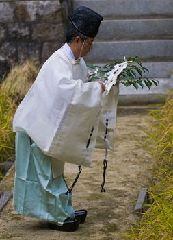 Kyoto, OCT  25: a participant on the rice harvest ceremony held on October 25 2009  in Fushimi Inari shrine in Kyoto, Japan