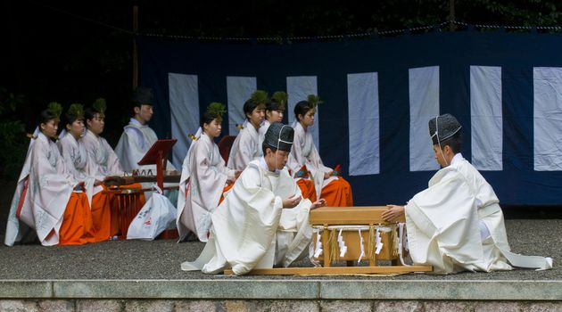 Kyoto, OCT  25: a participants on the rice harvest ceremony held on October 25 2009  in Fushimi Inari shrine in Kyoto, Japan