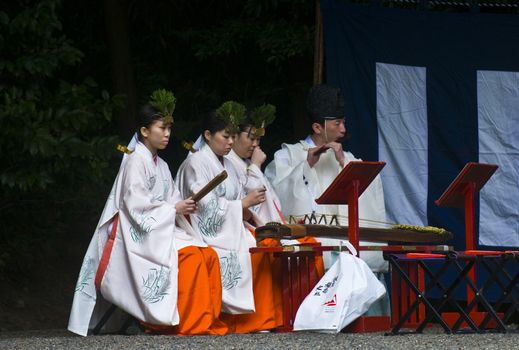 Kyoto, OCT  25: a participants on the rice harvest ceremony held on October 25 2009  in Fushimi Inari shrine in Kyoto, Japan