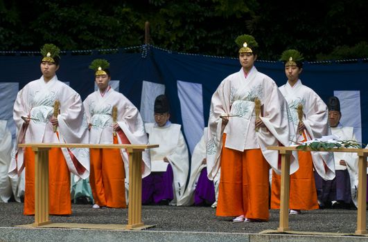 Kyoto, OCT  25: a participants on the rice harvest ceremony held on October 25 2009  in Fushimi Inari shrine in Kyoto, Japan