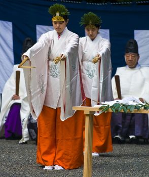 Kyoto, OCT  25: a participants on the rice harvest ceremony held on October 25 2009  in Fushimi Inari shrine in Kyoto, Japan