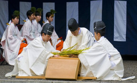 Kyoto, OCT  25: a participants on the rice harvest ceremony held on October 25 2009  in Fushimi Inari shrine in Kyoto, Japan