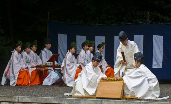 Kyoto, OCT  25: a participants on the rice harvest ceremony held on October 25 2009  in Fushimi Inari shrine in Kyoto, Japan