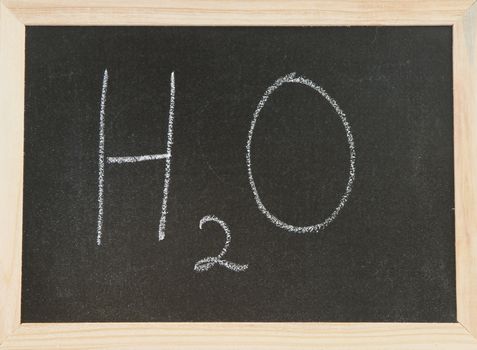 Black chalk board with wooden framed surround with the symbols for water.