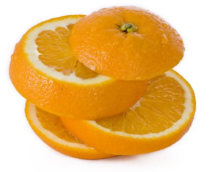Sliced orange on the white background - isolated