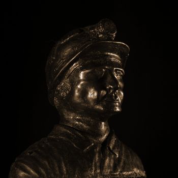 Bronze bust of Coal Miner on Black