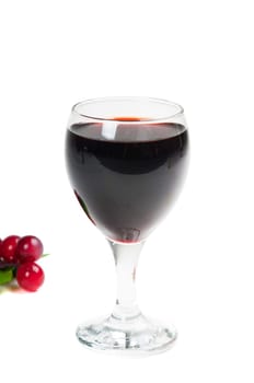 Shot of glass red wine isolated on white
