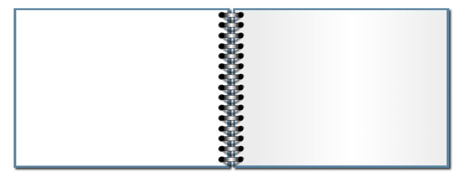 Open ring book on a white background