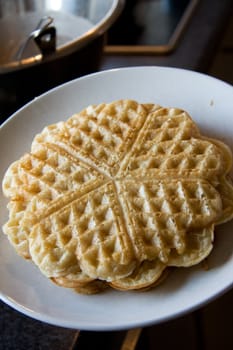 waffles on a white plate.