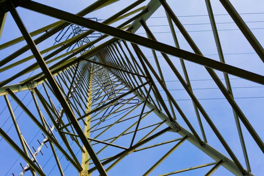 Steel structure of pylon of high voltage electric power transmission line.