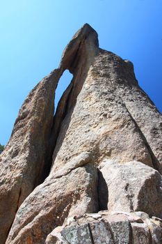 Needles Eye rock formation in Custer State Park of South Dakota.