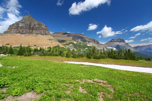 Beautiful alpine scenery at Logan Pass of Glacier National Park - Montana.