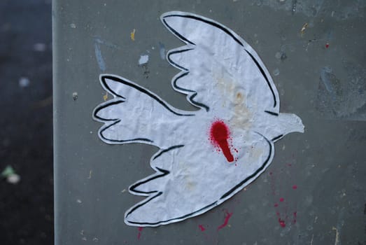 A street art peace dove.