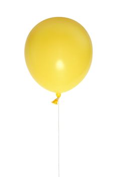 Yellow balloon isolated on white background with clipping path