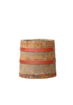 Old wooden barrel isolated on white background with clipping path