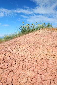 Dried and parched ground of Badlands National Park in South Dakota.