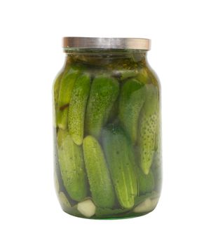 Jar of pickles it is isolated on a white background