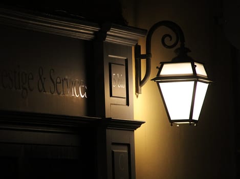 street lantern on the wall at night