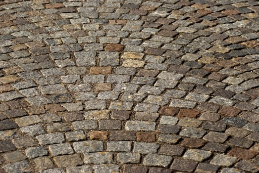 detail of the pattern of a cobblestoned street