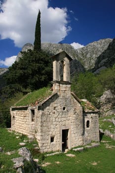 An old abandoned orthodox church in the hills above Kotor, Montenegro