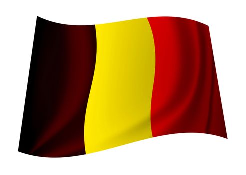 Belgium flag icon symbol flying in the wind with ripples