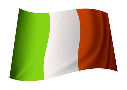 irish flag concept with ireland icon flapping in the wind