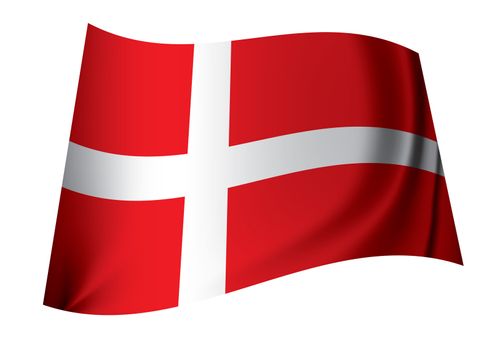 red and white danish flag floating in the wind icon for denmark