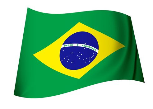 green and yellow brazil flag icon with globe and stars