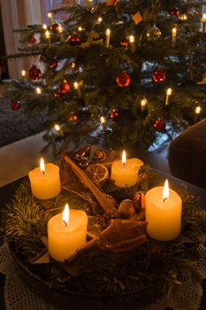 Advent wreath and christmas tree