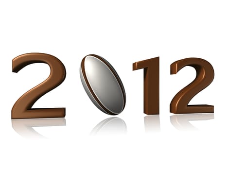 2012 rugby design on white background with a little reflection