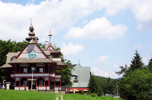 Most beautiful place in Beskydy build by famous architecture Dusan Jurkovic called Pustevny, which in czech language means place where were pilgrims