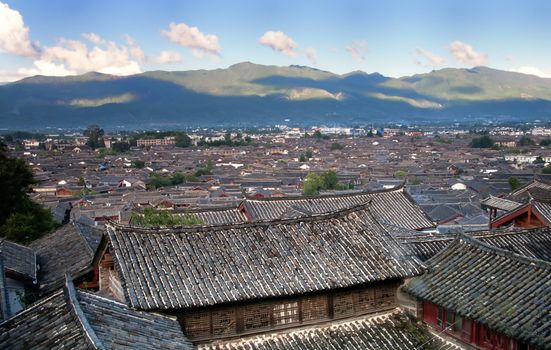 The rooftops of the Unesco World Heritage Site of Lijiang, China.
