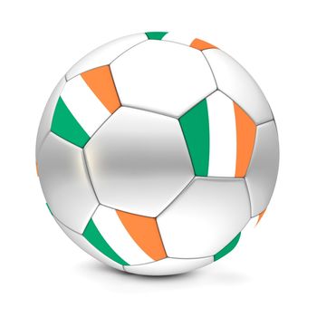 shiny football/soccer ball with the flag of Ireland on the pentagons