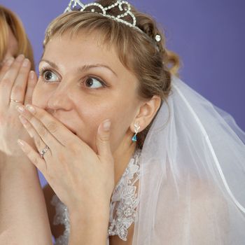 The bride emotionally listens to the latest news