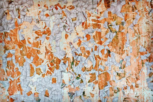 Scraps of an old oil paint on a wall surface