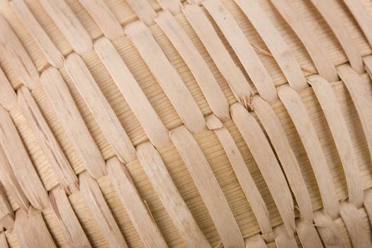 macro of wooden braiding from rustic basket