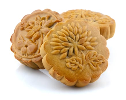 Chinese Mooncake isolated over white background