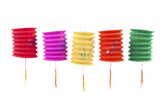 Chinese paper lanterns on white background