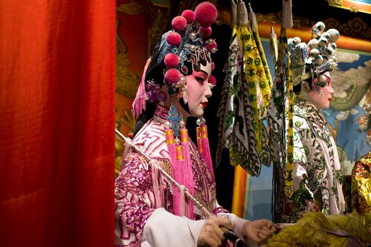chinese opera dummy and red cloth as text space ,it is a toy,no need model release