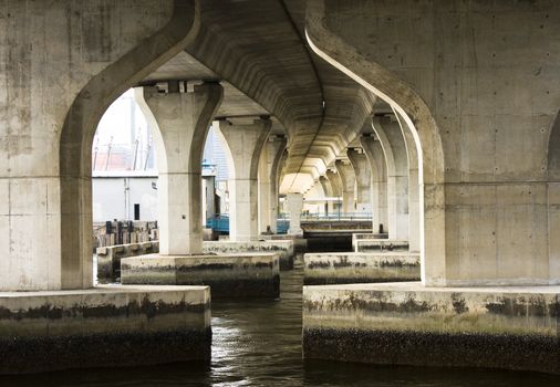 Image of a modern bridge taken from a futuristic angle 