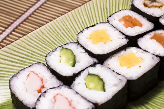 Japanese sushi on a plate for background