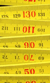 Detail of a wooden metric carpenter ruler