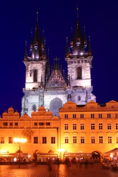 Church of Our Lady Before Tyn at Night, Prague, Czech Republic