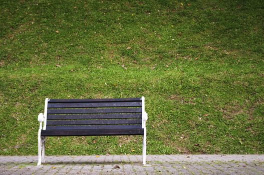 a single bench in a park, waiting for someone.