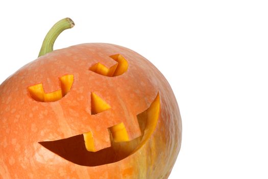 Pumpkin head isolated on white background with clipping path