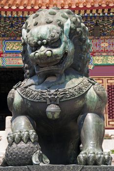 Gilded Lion within the Forbidden City, Beijing, China