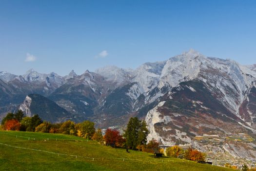 Beautiful view of Swiss Alps in autumn